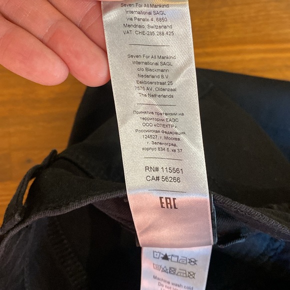 7 for all mankind the slim trouser Dojo bootcut flare jeans black size 28 - Picture 10 of 11